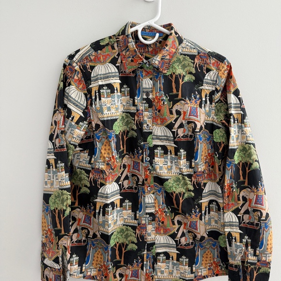 J MCLAUGHLIN LOIS SHIRT POPLIN PALACE STRETCH COTTON ELEPHANT ASIAN MOTIF S - Picture 2 of 11